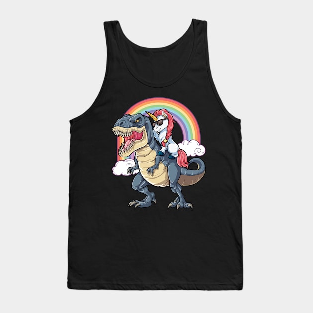 Unicorn Riding T-Rex Tank Top by stopse rpentine